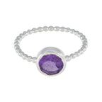 Amethyst Solitaire Turkish 925 Silver Purple Gemstones Delicate Twist Ring Jewelry