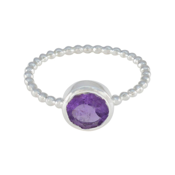 Amethyst Solitaire Turkish 925 Silver Purple Gemstones Delicate Twist Ring Jewelry