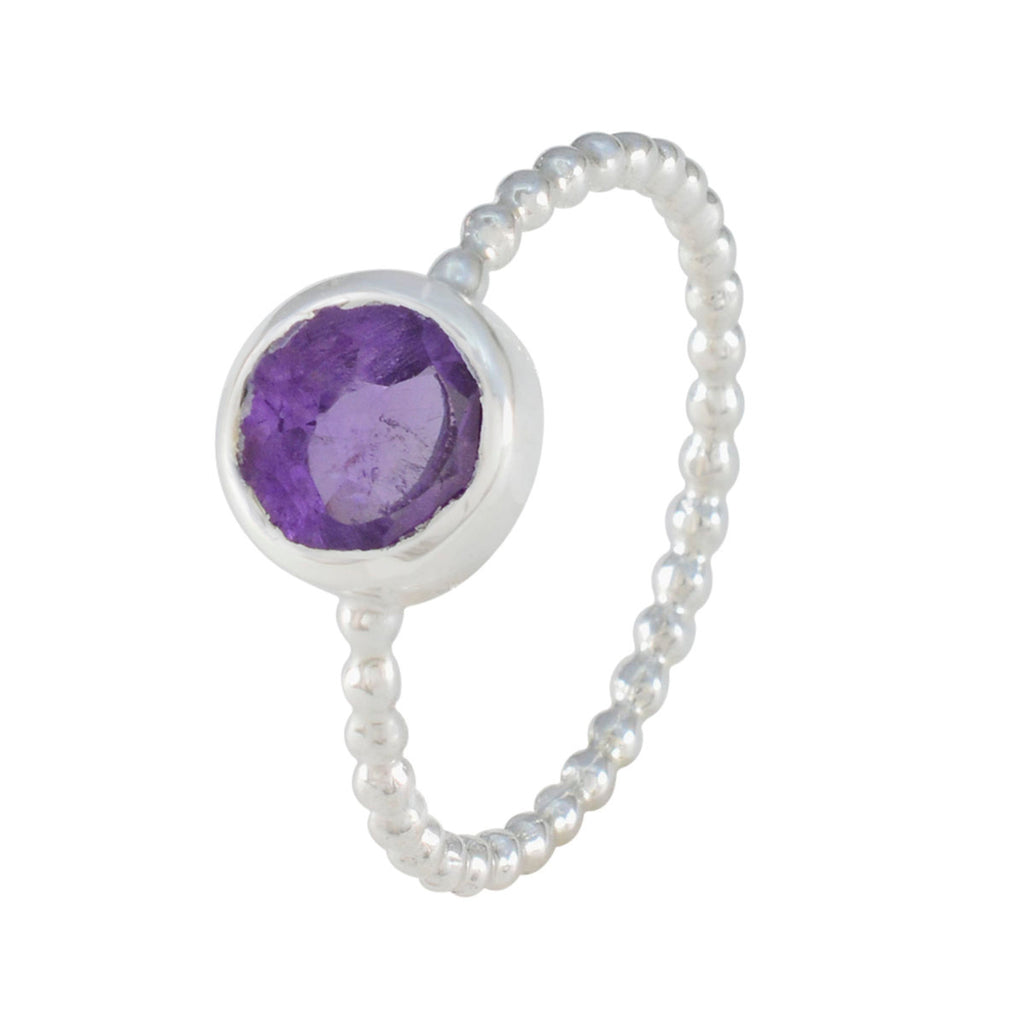 Amethyst Solitaire Turkish 925 Silver Purple Gemstones Delicate Twist Ring Jewelry