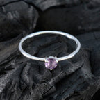 Amethyst Solitaire Korean Sterling Silver Purple Gemstone Minimalist Trendy Ring Jewelry