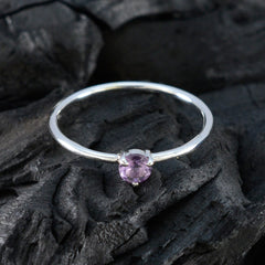 Amethyst Solitaire Korean Sterling Silver Purple Gemstone Minimalist Trendy Ring Jewelry
