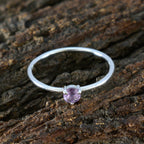 Amethyst Solitaire Korean Sterling Silver Purple Gemstone Minimalist Trendy Ring Jewelry