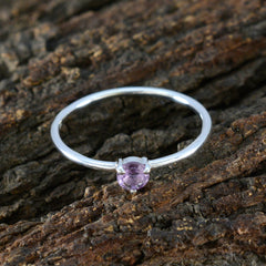 Amethyst Solitaire Korean Sterling Silver Purple Gemstone Minimalist Trendy Ring Jewelry