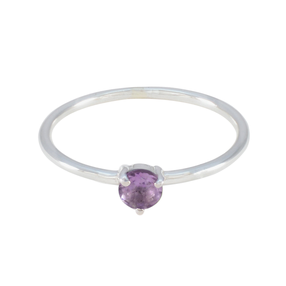 Amethyst Solitaire Korean Sterling Silver Purple Gemstone Minimalist Trendy Ring Jewelry