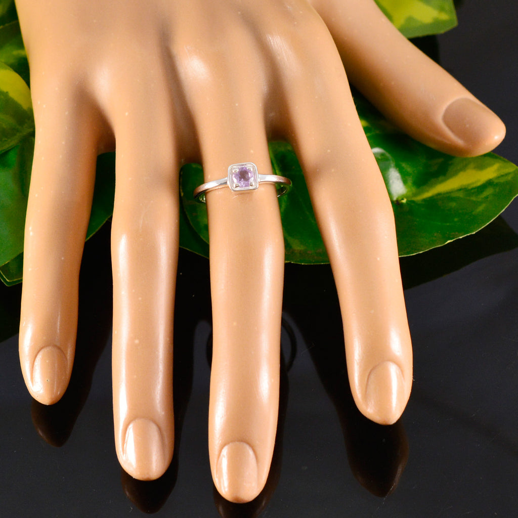 Amethyst Solitaire Turkish 925 Silver Purple Gemstones Delicate Graceful Ring Jewelry