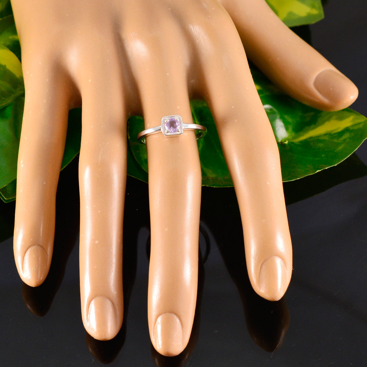 Amethyst Solitaire Turkish 925 Silver Purple Gemstones Delicate Graceful Ring Jewelry