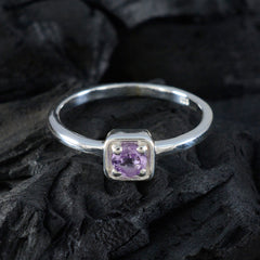 Amethyst Solitaire Turkish 925 Silver Purple Gemstones Delicate Graceful Ring Jewelry