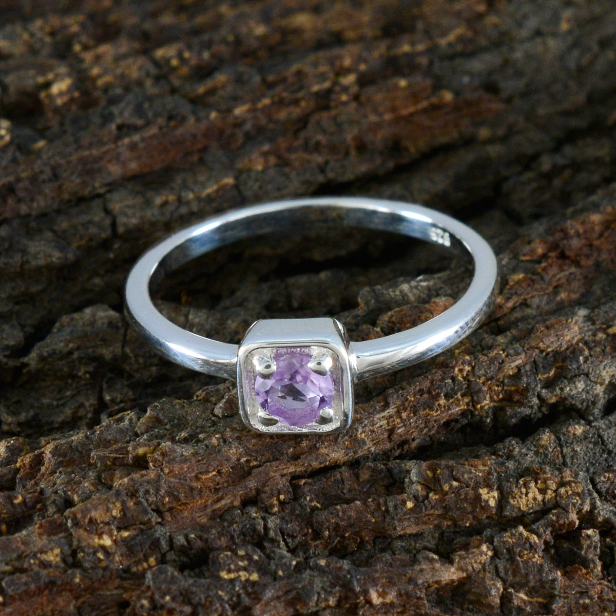 Amethyst Solitaire Turkish 925 Silver Purple Gemstones Delicate Graceful Ring Jewelry
