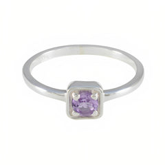 Amethyst Solitaire Turkish 925 Silver Purple Gemstones Delicate Graceful Ring Jewelry
