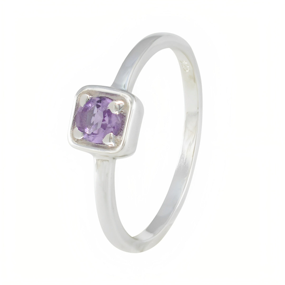 Anello con ametista solitario turco in argento 925, pietre preziose viola, delicato ed elegante. Immagine secondaria del prodotto