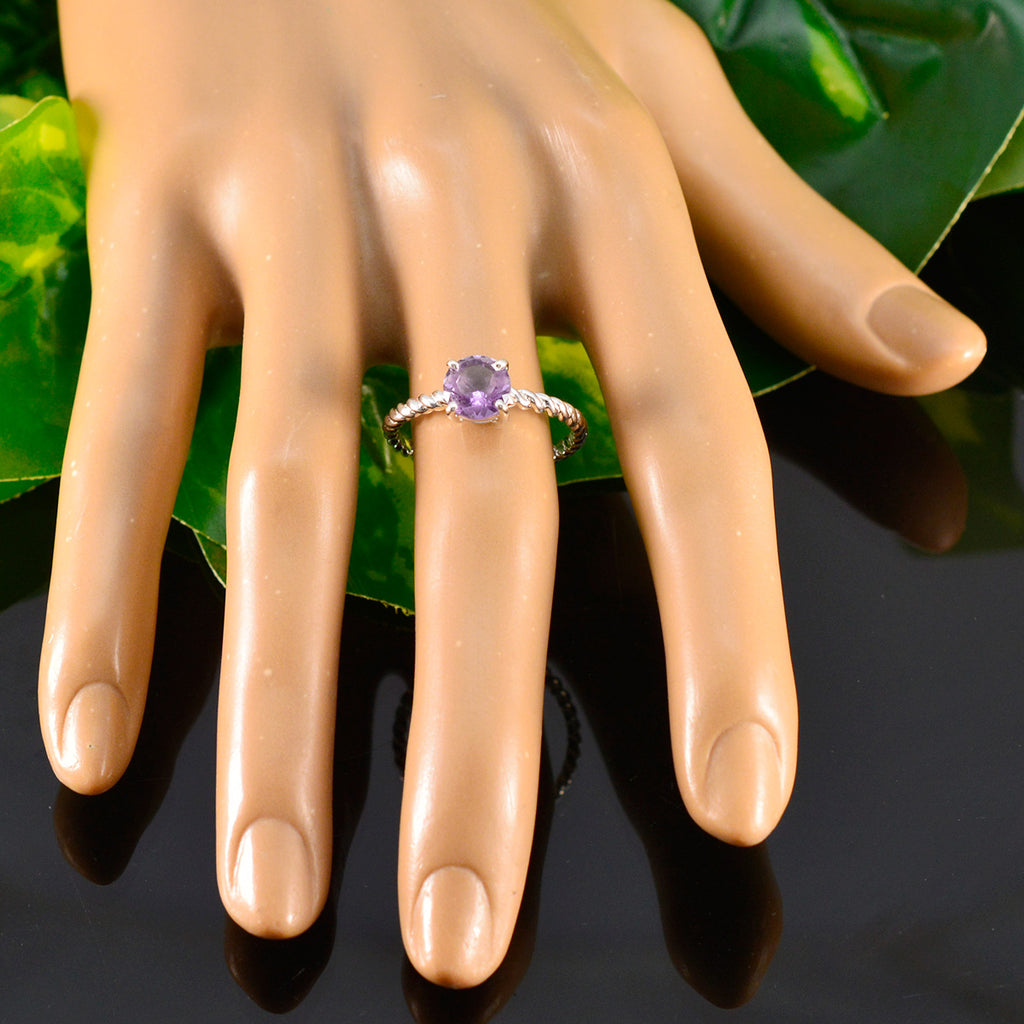 Amethyst Solitaire Moroccan 925 Silver Purple Gems Featherlight Feminine Ring Jewelry