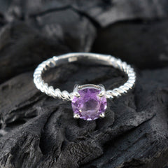 Amethyst Solitaire Moroccan 925 Silver Purple Gems Featherlight Feminine Ring Jewelry