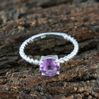 Amethyst Solitaire Moroccan 925 Silver Purple Gems Featherlight Feminine Ring Jewelry