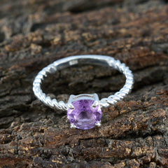 Amethyst Solitaire Moroccan 925 Silver Purple Gems Featherlight Feminine Ring Jewelry