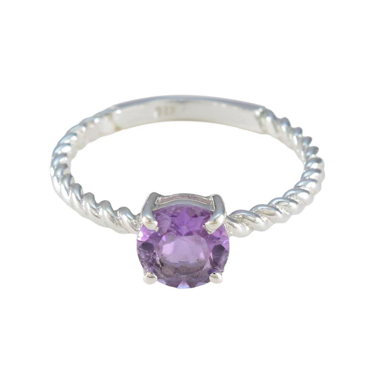 Amethyst Solitaire Moroccan 925 Silver Purple Gems Featherlight Feminine Ring Jewelry Immagine principale del prodotto