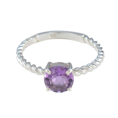 Amethyst Solitaire Moroccan 925 Silver Purple Gems Featherlight Feminine Ring Jewelry