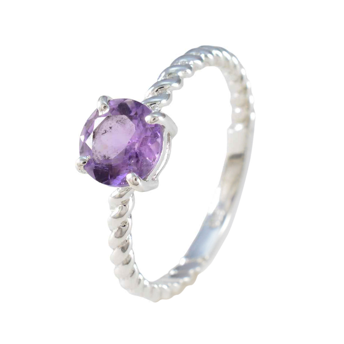 Amethyst Solitaire Moroccan 925 Silver Purple Gems Featherlight Feminine Ring Jewelry