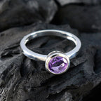 Amethyst Solitaire Turkish 925 Sterling Silver Purple Gemstone Dainty Contemporary Ring Jewellery