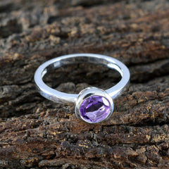 Amethyst Solitaire Turkish 925 Sterling Silver Purple Gemstone Dainty Contemporary Ring Jewellery