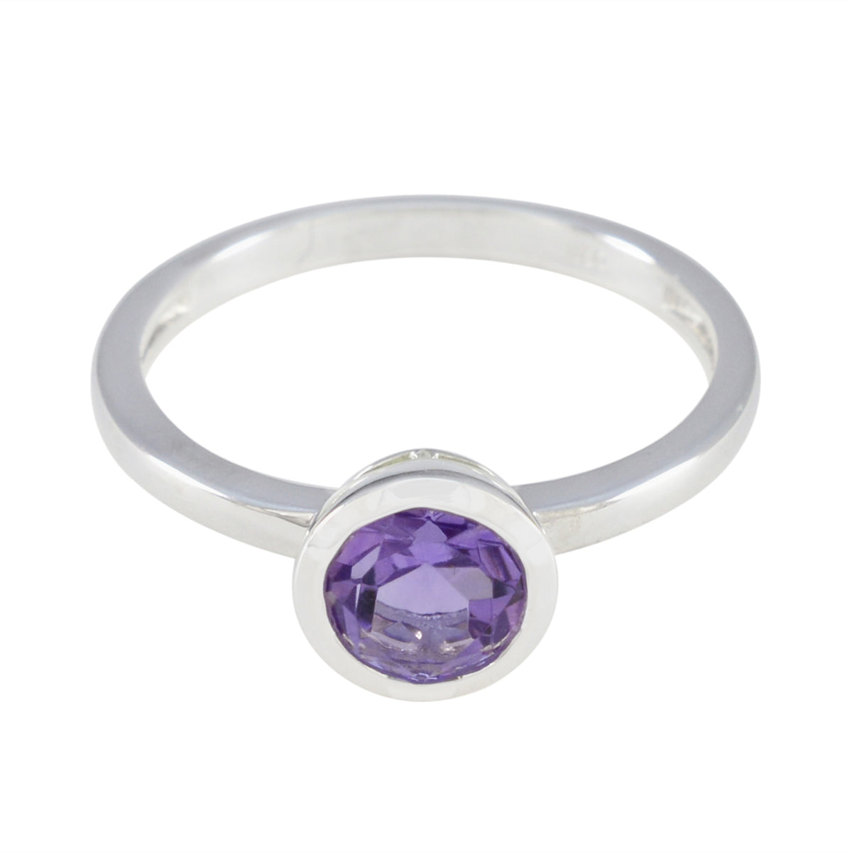 Amethyst Solitaire Turkish 925 Sterling Silver Purple Gemstone Dainty Contemporary Ring Jewellery メイン画像