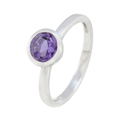 Amethyst Solitaire Turkish 925 Sterling Silver Purple Gemstone Dainty Contemporary Ring Jewellery