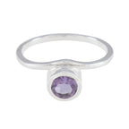 Amethyst Solitaire Japanese Sterling Silver Purple Gemstones Delicate Romantic Ring Jewelry