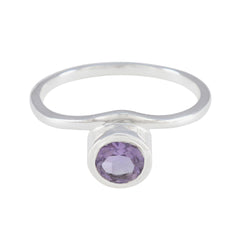 Amethyst Solitaire Japanese Sterling Silver Purple Gemstones Delicate Romantic Ring Jewelry