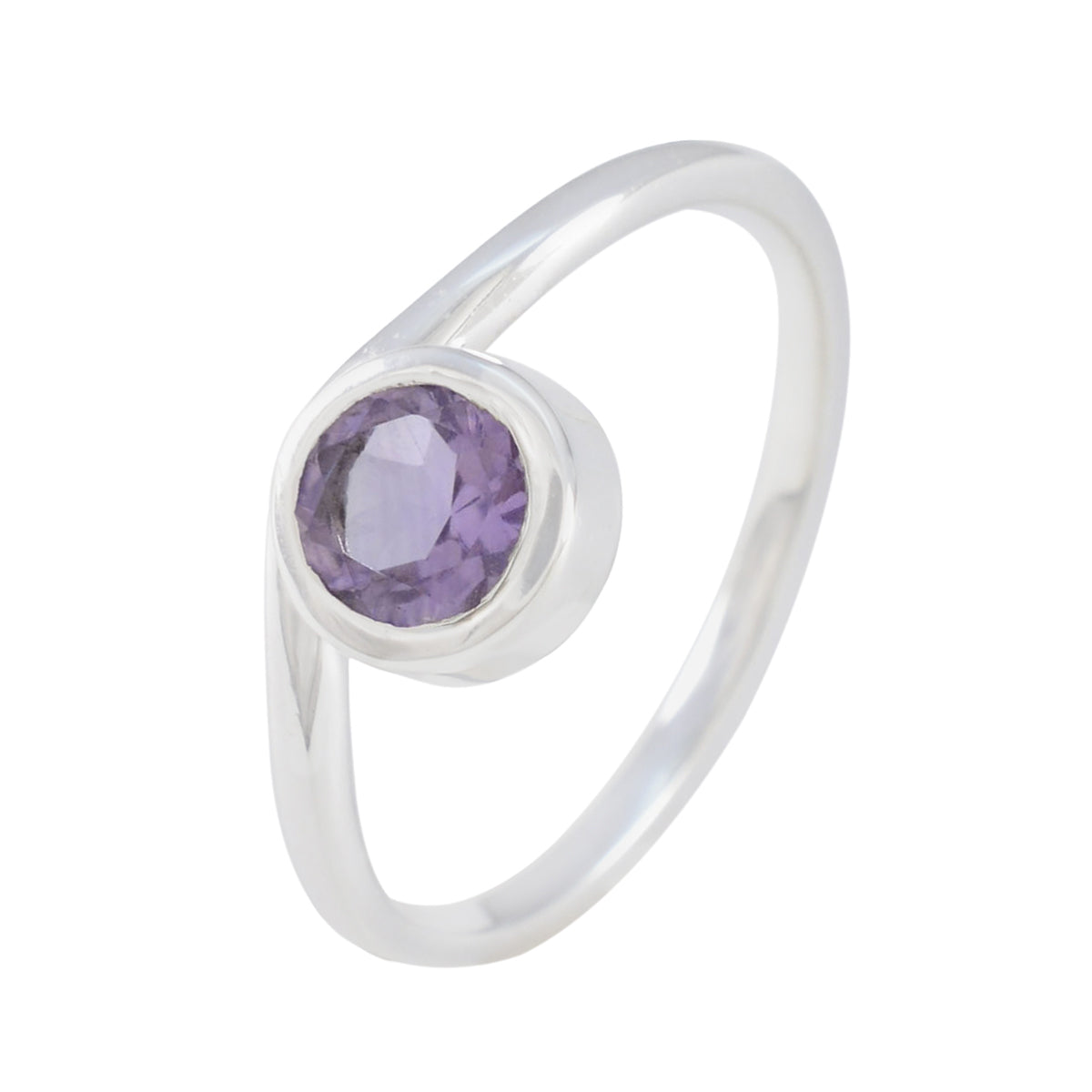Amethyst Solitaire Japanese Sterling Silver Purple Gemstones Delicate Romantic Ring Jewelry