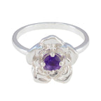 Amethyst Solitaire African 925 Silver Purple Gemstone Tiny Floral Ring Jewellery