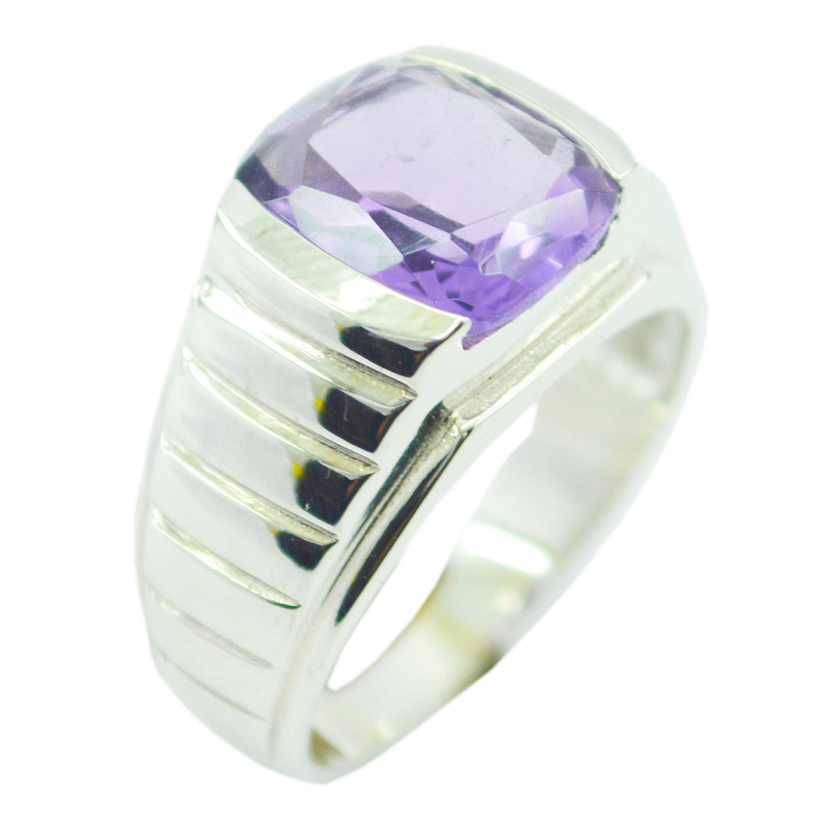 Amethyst Solitaire Egyptian 92.5 Silver Purple Gems Eye catching Armor Ring Jewelry