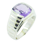 Amethyst Solitaire Egyptian 92.5 Silver Purple Gems Eye catching Armor Ring Jewelry