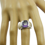 Amethyst Solitaire Egyptian 92.5 Silver Purple Gems Eye catching Armor Ring Jewelry