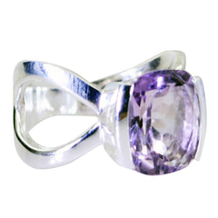Amethyst Solitaire Moroccan 925 Sterling Silver Purple Gems Mid weight Contemporary Ring Jewelry