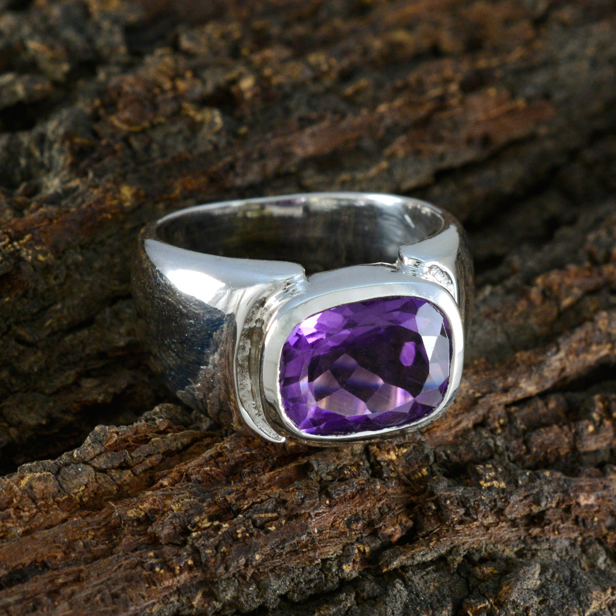 Amethyst Solitaire Indian 925 Sterling Silver Purple Gems Essential  Contemporary Ring Jewellery