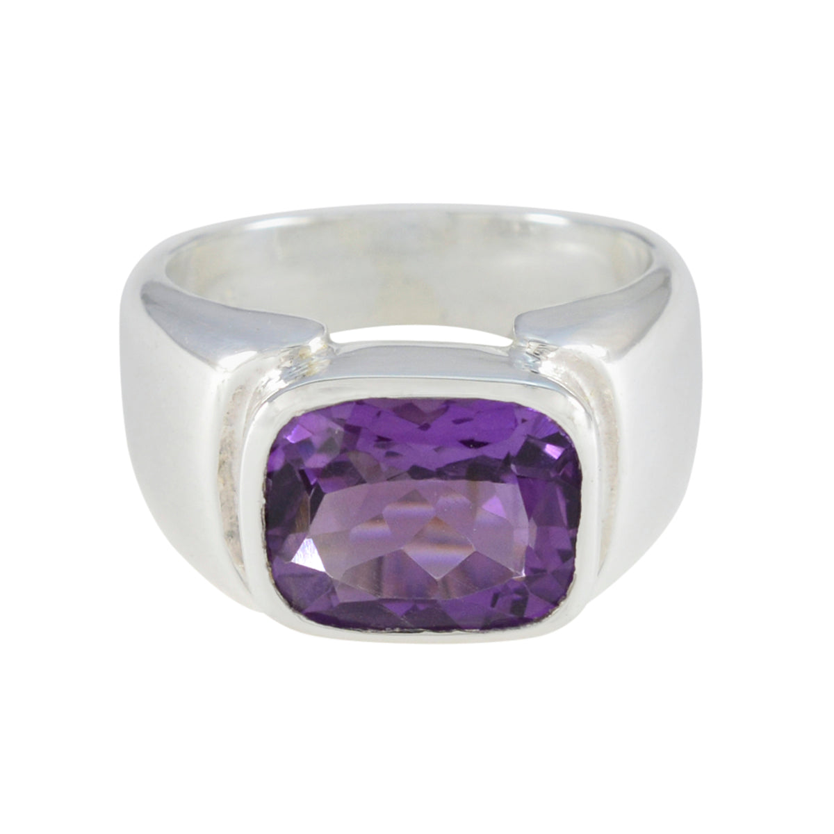 Amethyst Solitaire Indian 925 Sterling Silver Purple Gems Essential  Contemporary Ring Jewellery