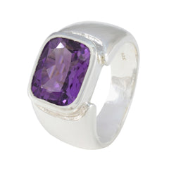 Amethyst Solitaire Indian 925 Sterling Silver Purple Gems Essential  Contemporary Ring Jewellery