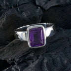 Amethyst Solitaire Moroccan 925 Silver Purple Gems Slim Abstract Ring Jewellery