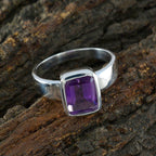 Amethyst Solitaire Moroccan 925 Silver Purple Gems Slim Abstract Ring Jewellery