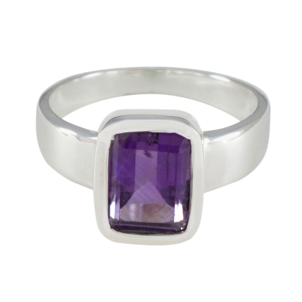 Amethyst Solitaire Moroccan 925 Silver Purple Gems Slim Abstract Ring Jewellery