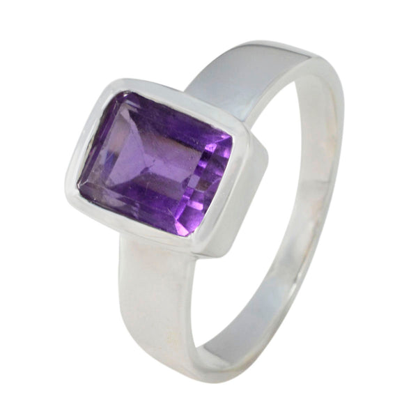 Amethyst Solitaire Moroccan 925 Silver Purple Gems Slim Abstract Ring Jewellery