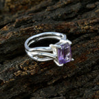 Amethyst Solitaire Russian Silver Purple Gemstones Minimal Romantic Ring Jewellery