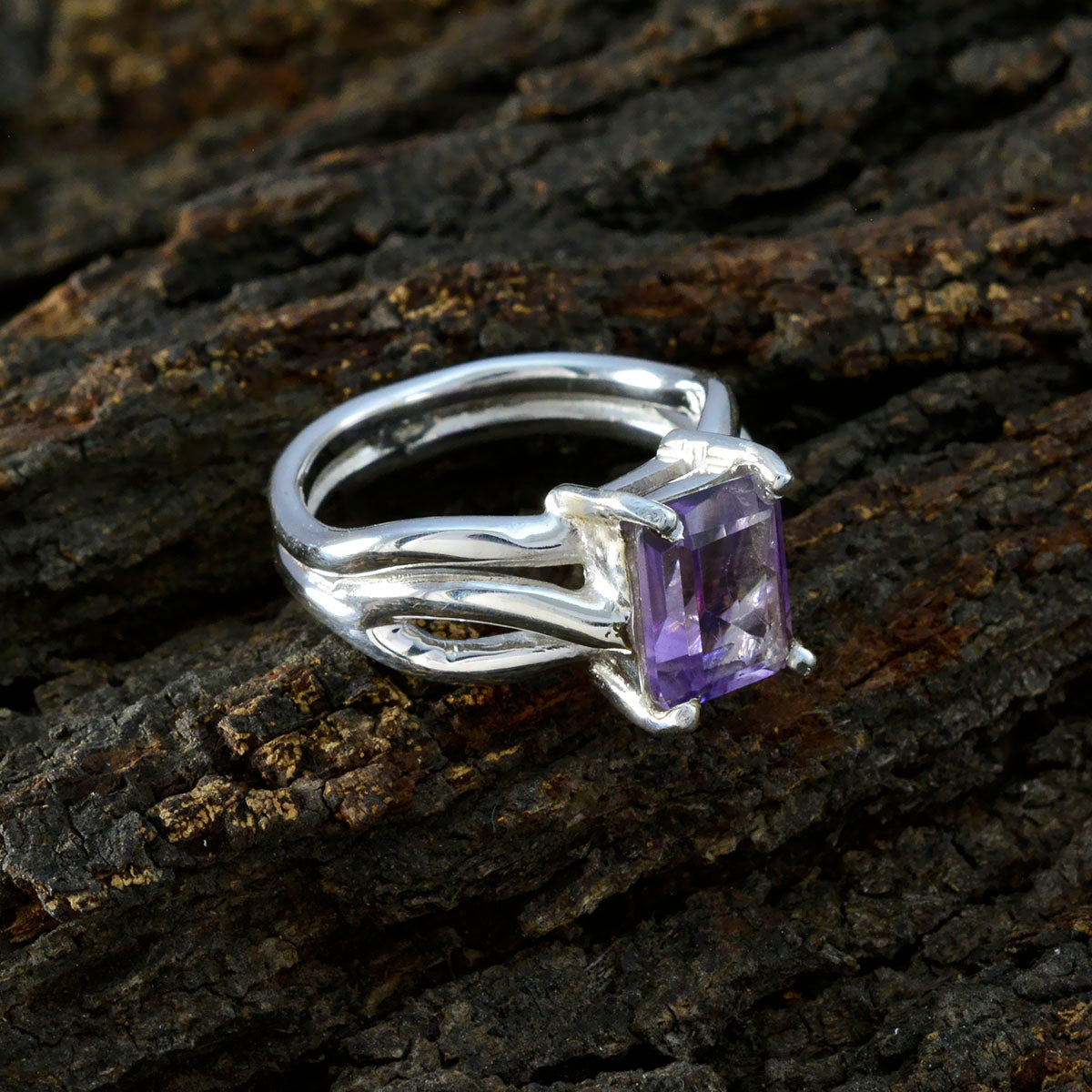 Amethyst Solitaire Russian Silver Purple Gemstones Minimal Romantic Ring Jewellery