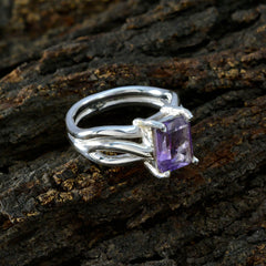 Amethyst Solitaire Russian Silver Purple Gemstones Minimal Romantic Ring Jewellery