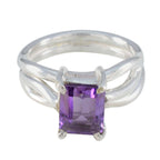 Amethyst Solitaire Russian Silver Purple Gemstones Minimal Romantic Ring Jewellery
