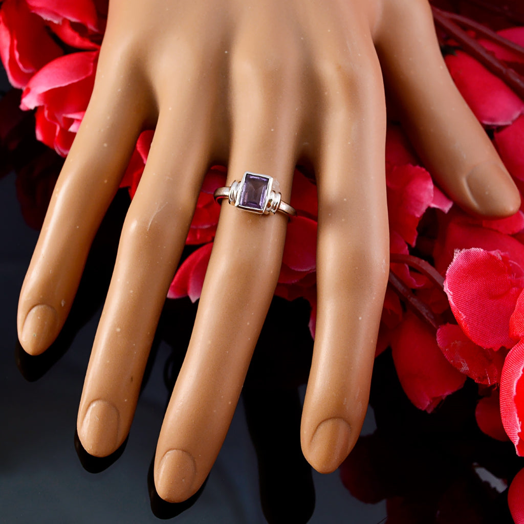 Amethyst Solitaire American Silver Purple Gems Dainty Romantic Ring Jewellery