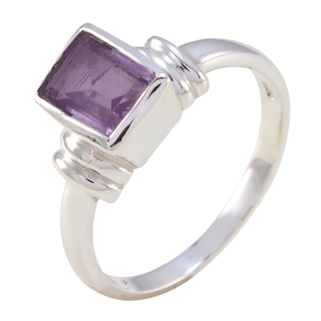 Amethyst Solitaire American Silver Purple Gems Dainty Romantic Ring Jewellery