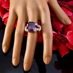 Amethyst Solitaire Mexican 925 Silver Purple Gemstone Versatile Rope Wire Ring Jewelry