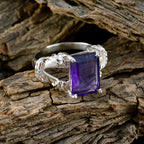 Amethyst Solitaire Mexican 925 Silver Purple Gemstone Versatile Rope Wire Ring Jewelry