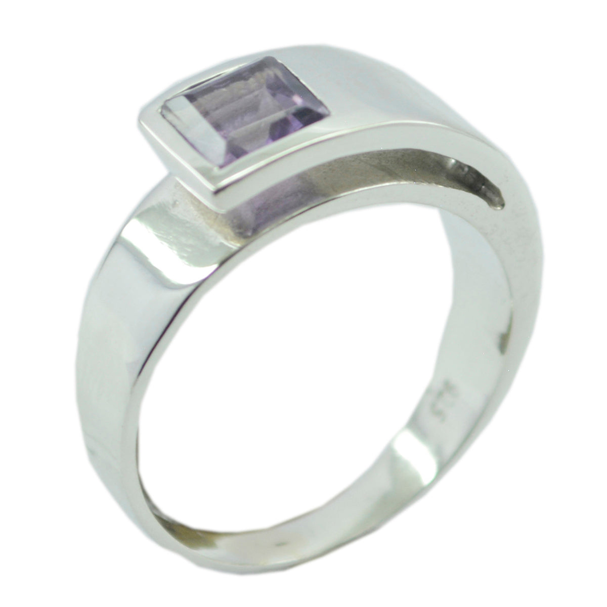 Amethyst Solitaire Indian Silver Purple Gemstone Minimal Glamorous Ring Jewellery