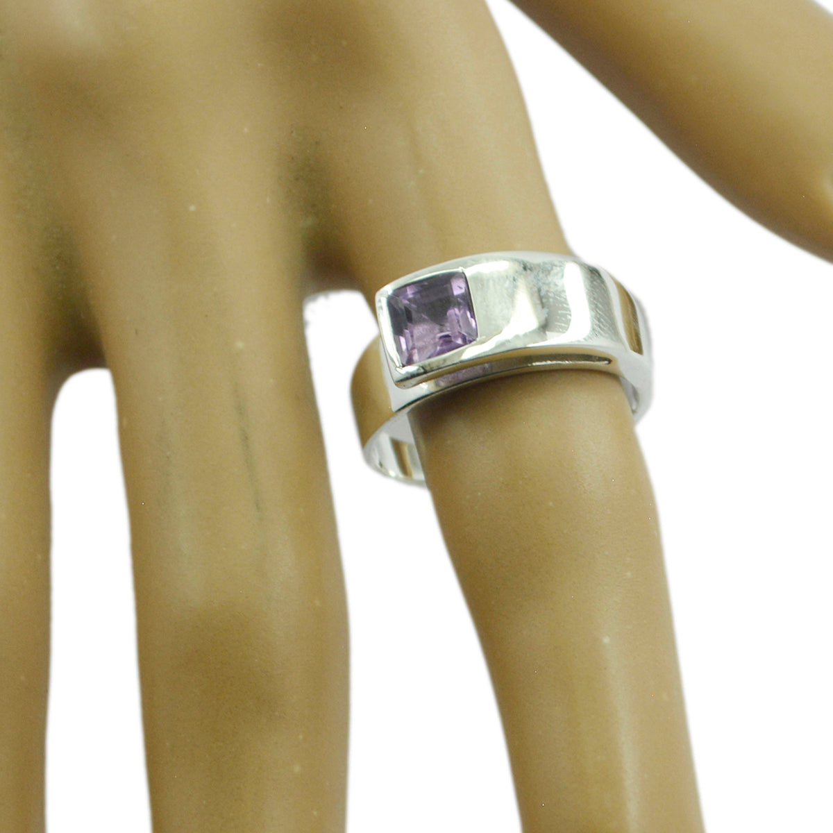 Amethyst Solitär Indischer Silber Lila Edelstein Minimal Glamouröser Ring Schmuck Zweitbild